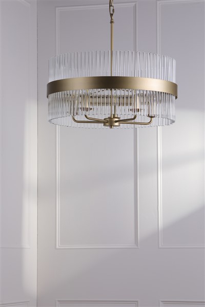 (image for) Laura Ashley Alexa 5 Light Pendant Glass and Matt Antique Brass